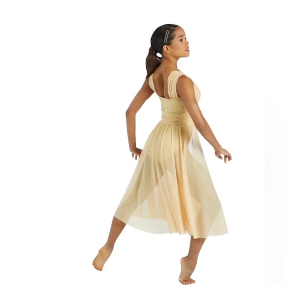 Weissman Mesh Shirred Back Panel Dance Dress